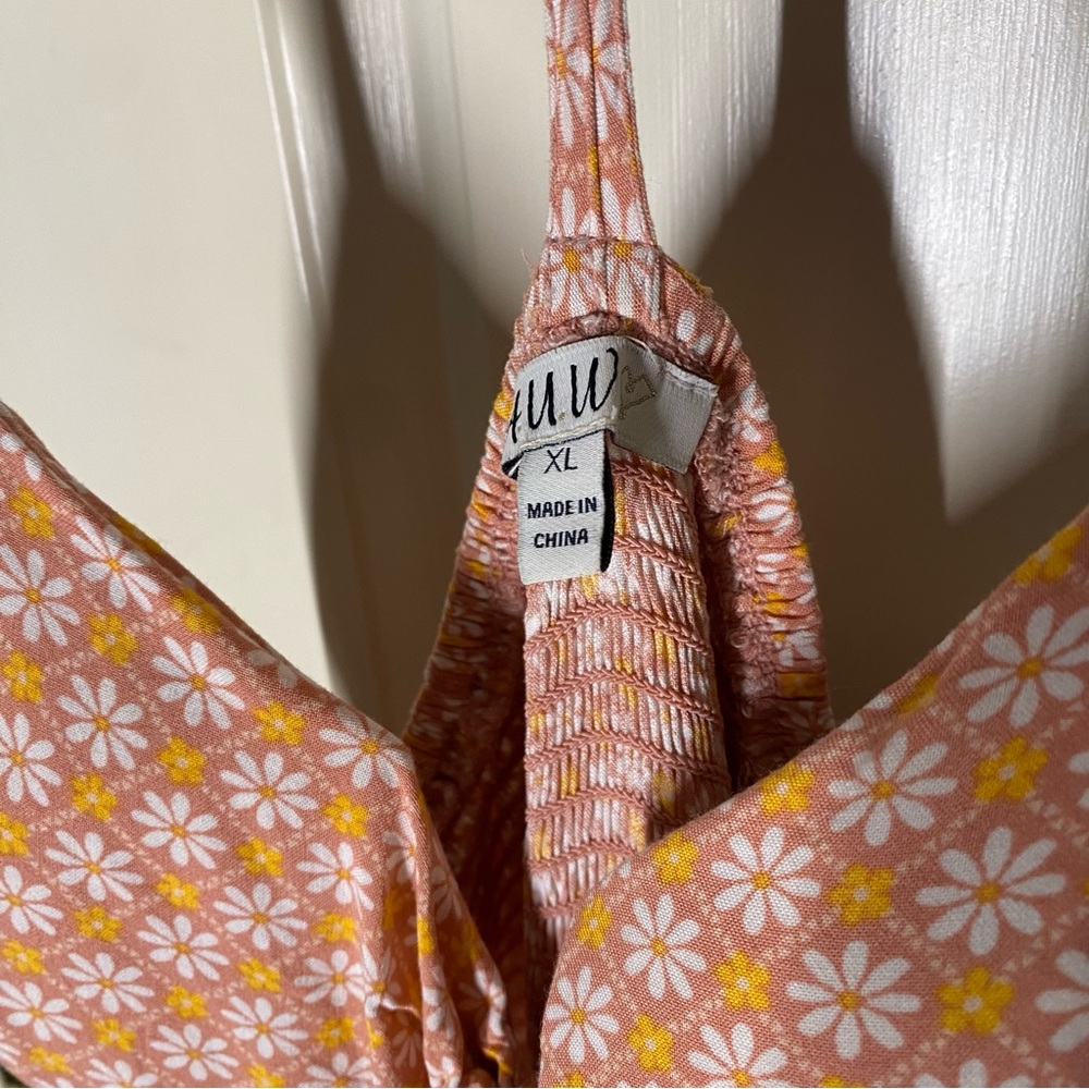 Elegant Pink & Orange Patterned Dress XL - Picture 2 of 10